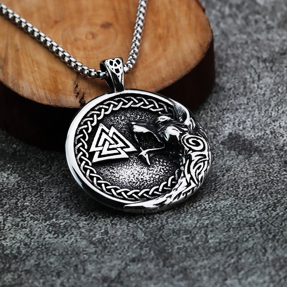 Nordic Retro Stainless Steel Men's Pendant Viking Necklace