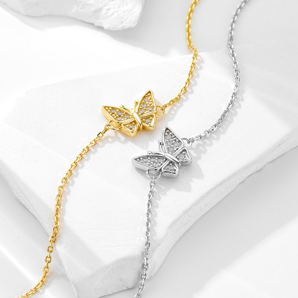 S925 Sterling Silver Zircon Butterfly Bracelet Inlaid Zircon