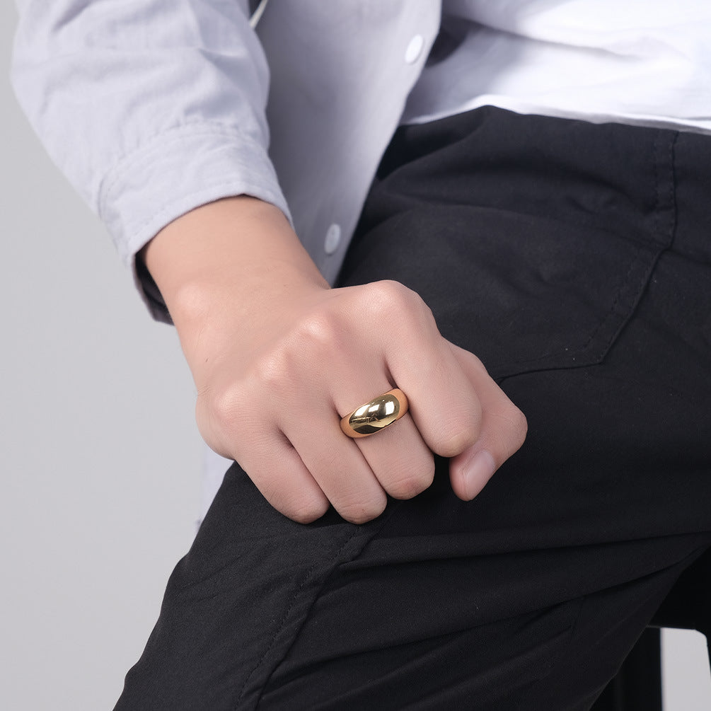 European And American Style Smooth Arc Neutral Ring Jewelry