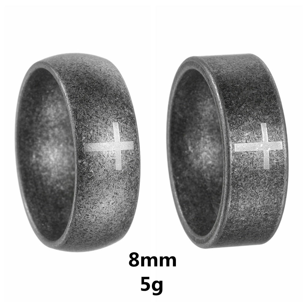Planderful Everyday Genie Cross Pattern Stainless Steel Ring For Unisex Protection Statement Jewelry