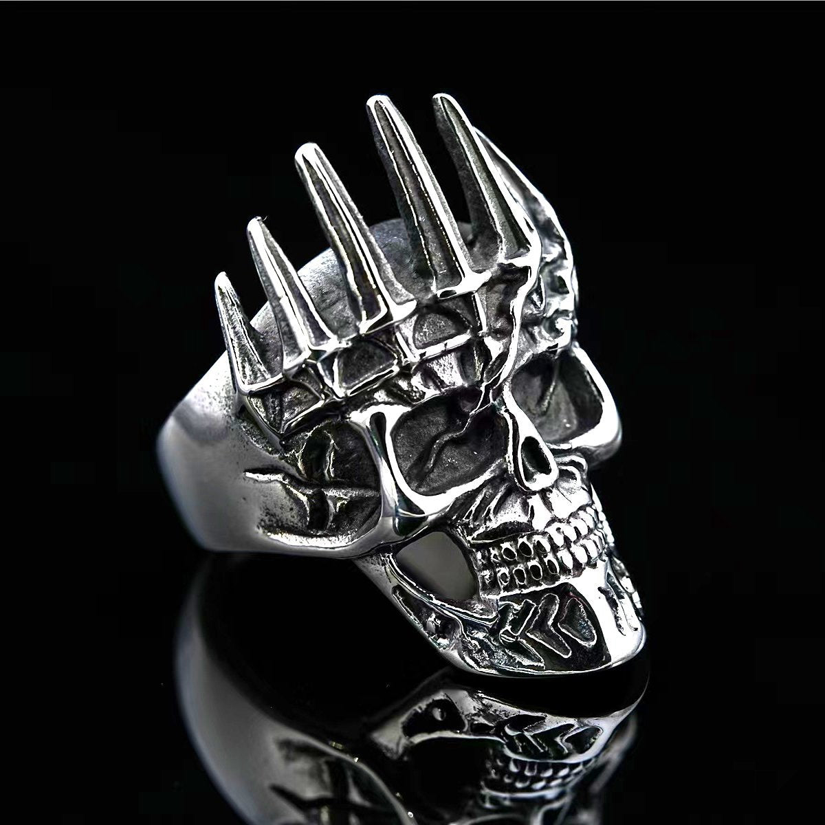 Personalized Crown Skull Ring For Men In Titanium Steel By Planderful European American Edition Retro Punk Jewelry