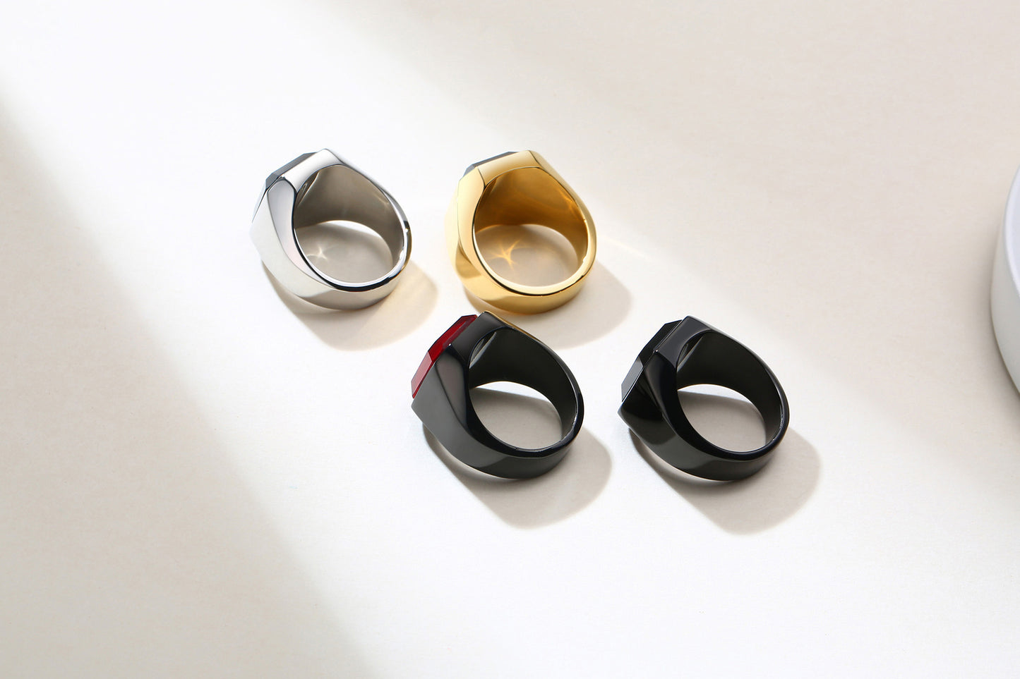 Men's Rings Wholesale Stainless Steel Black Agate Ring