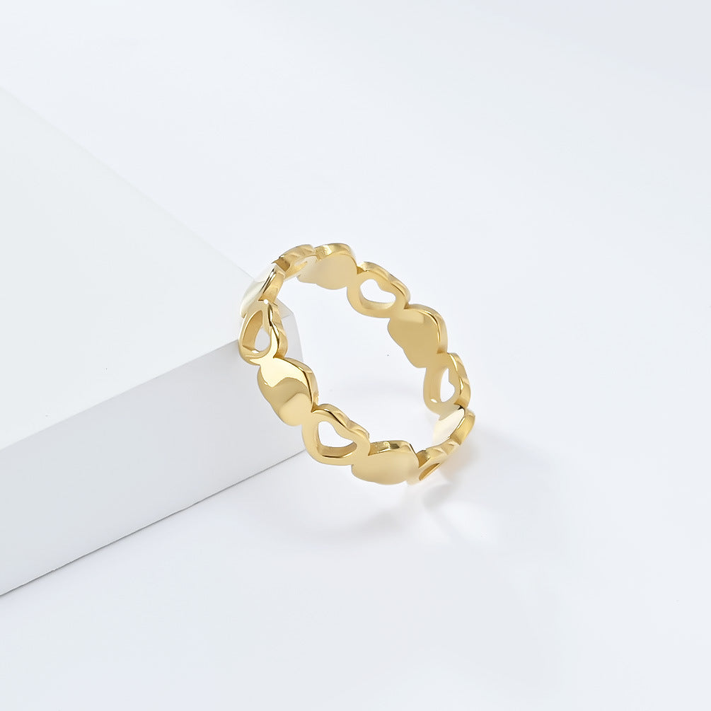 Cross-Border Simple Light Luxury Love Shape Titanium Steel Ring