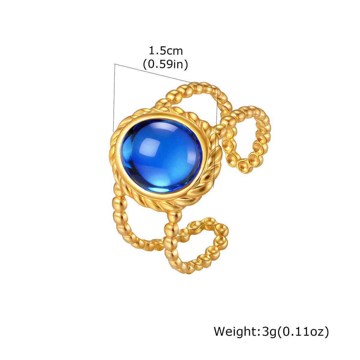 Stainless Steel Hot-Selling Geometric Lines Imitation Natural Stone Double-Layer Open Ring