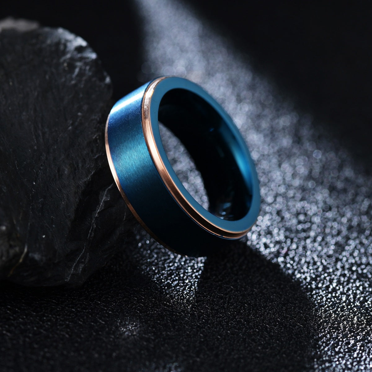 European-American Men's Tungsten Gold Brushed Ring 8mm - Stylish Steel Jewelry