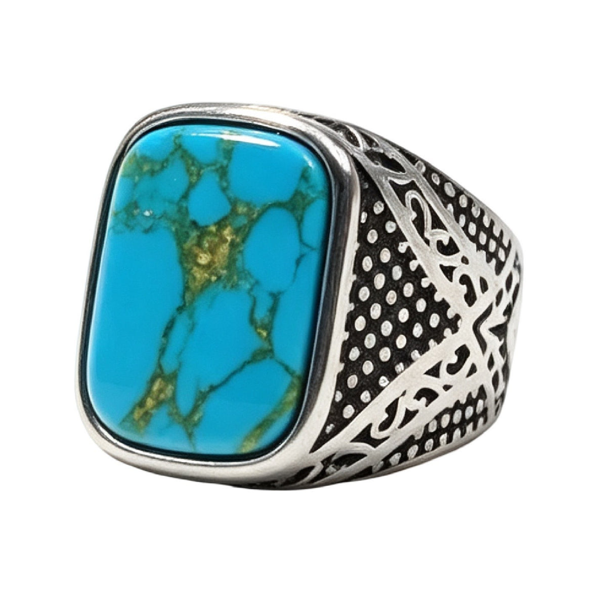 Lapis Lazuli Gemstone Titanium Steel Ring