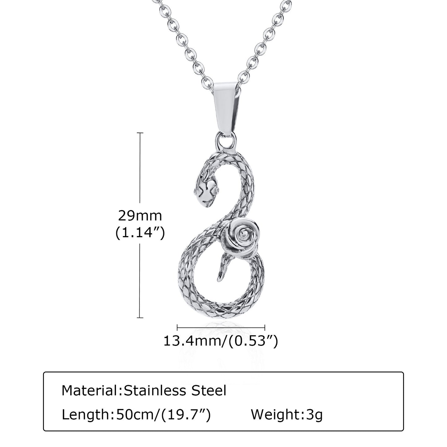 Wholesale of European and American Jewelry Rose Snake Pendant Necklace