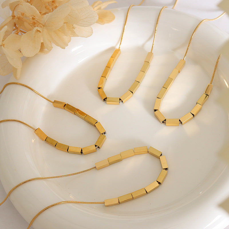 Summer Geometric Block Pendant Necklace - Chic Gold Plated Wholesale Accessory