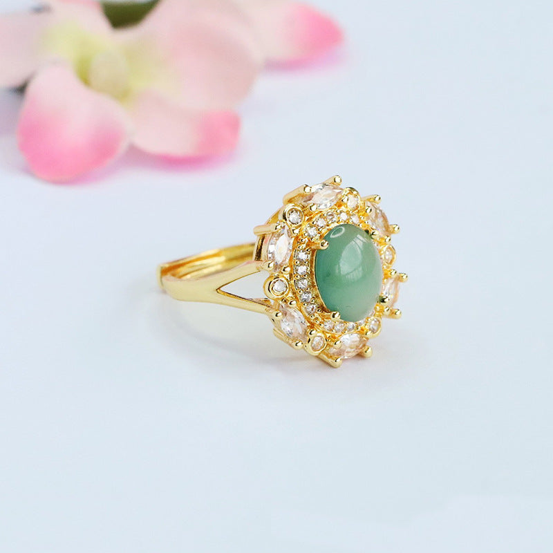 Blue-Water Jadeite Star Cluster Ring