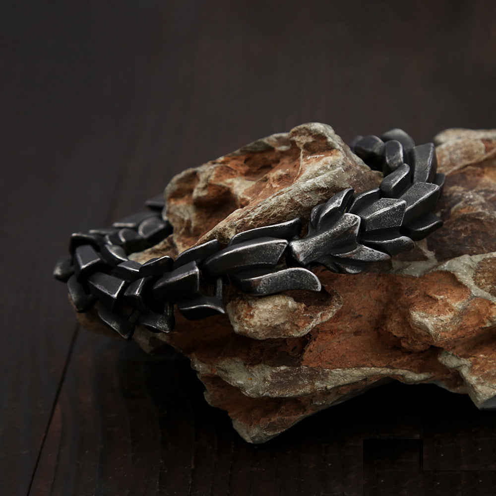 Planderful Mens Titanium Steel Keel Bracelet Customizable Punk Style Chain Jewelry