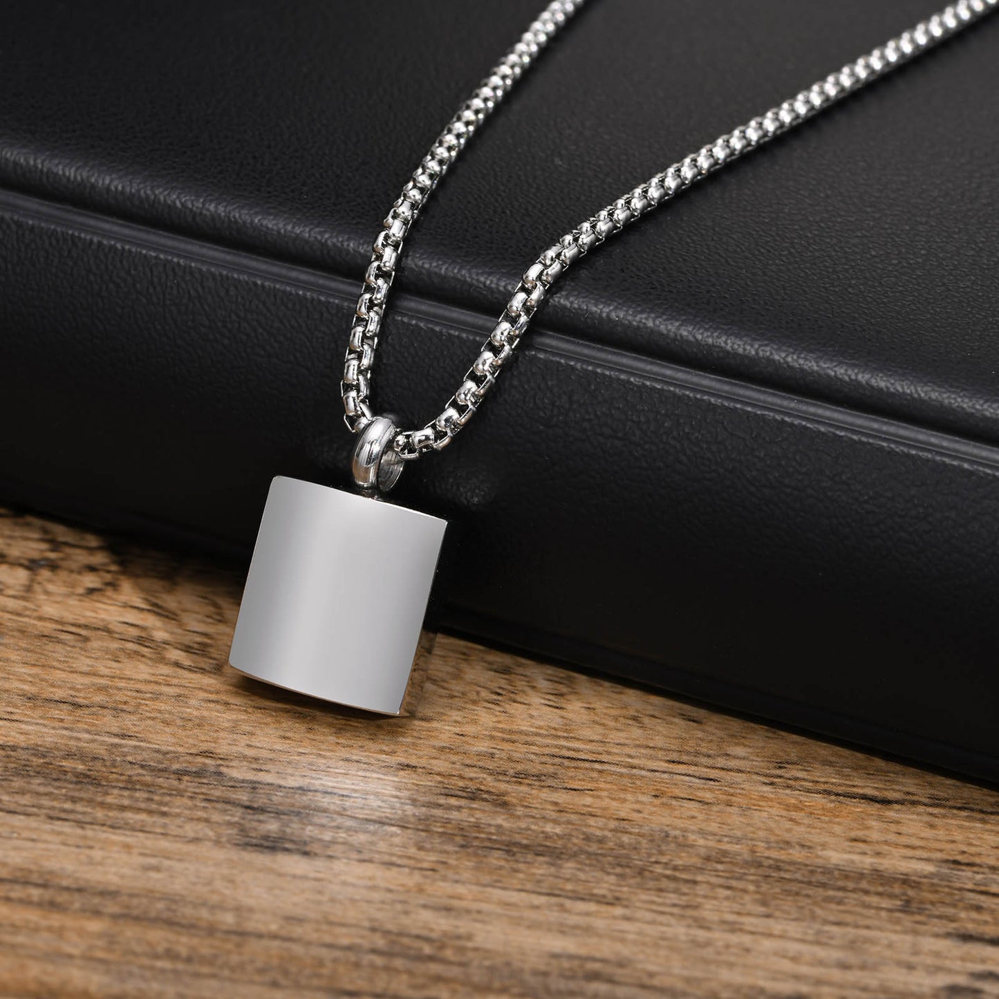 Stainless Steel Simple Small Square Surface Light Pendant for Men