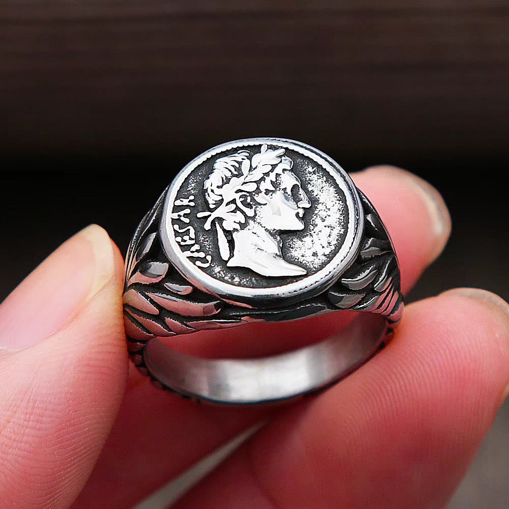 Vintage Roman Stainless Steel Ring