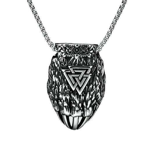 European And American Jewelry Titanium Steel Pendant Men's Stainless Steel Necklace Viking Triangle Logo Bear Claws