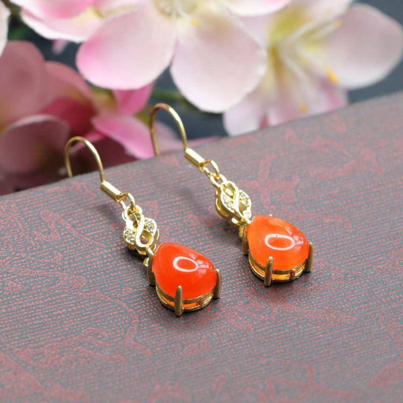 Nanhong Agate Teardrop Earrings