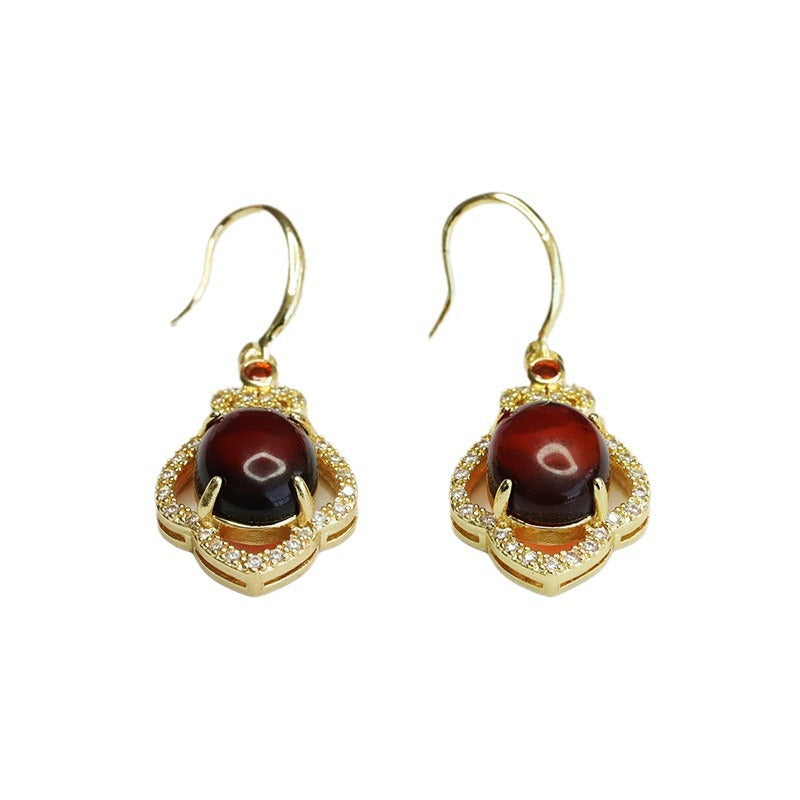 Blood Amber Floral Drop Earrings