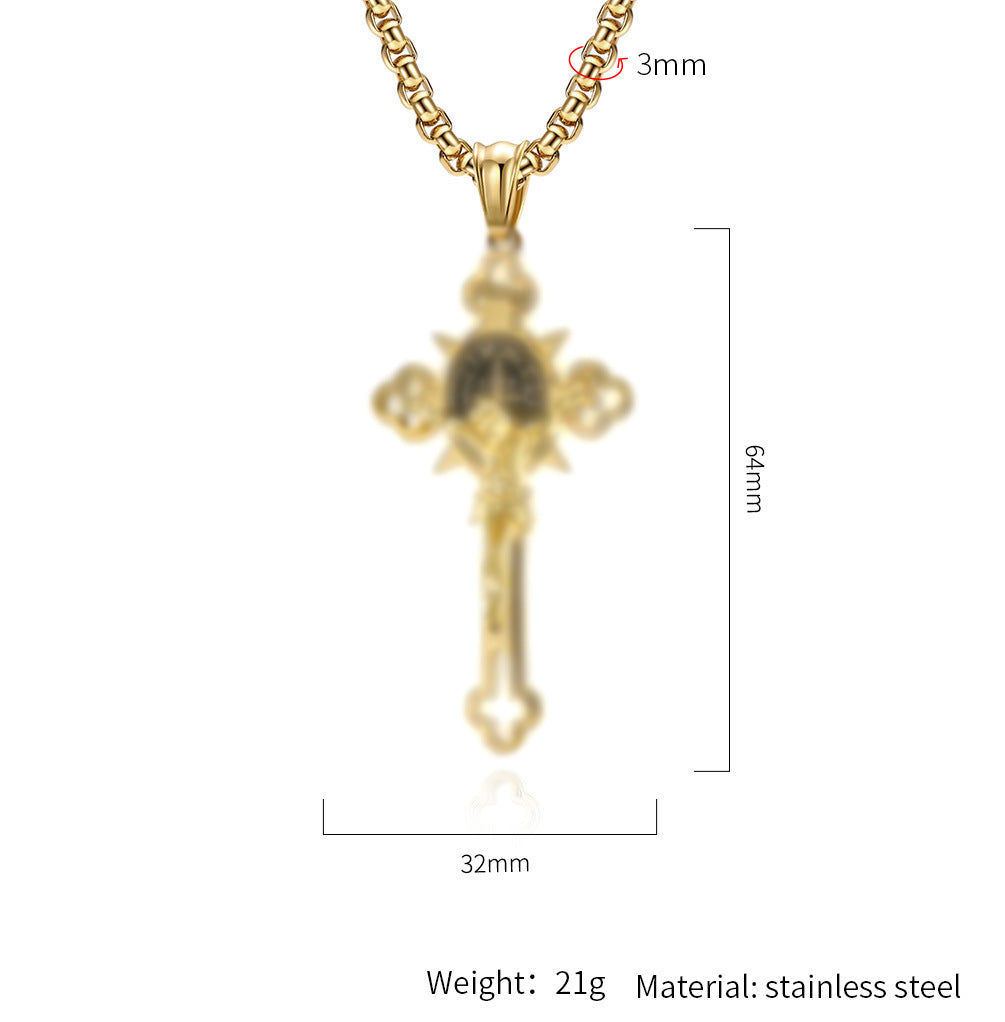 Steel Necklace - Elegant Cross Pendant For Men