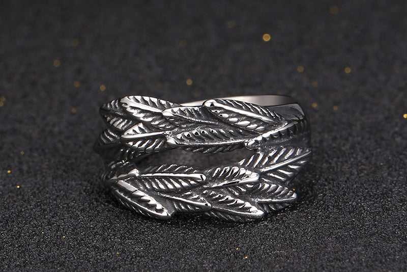 Personalized Wheat Ear Titanium Steel Ring Hip Hop Jewelry