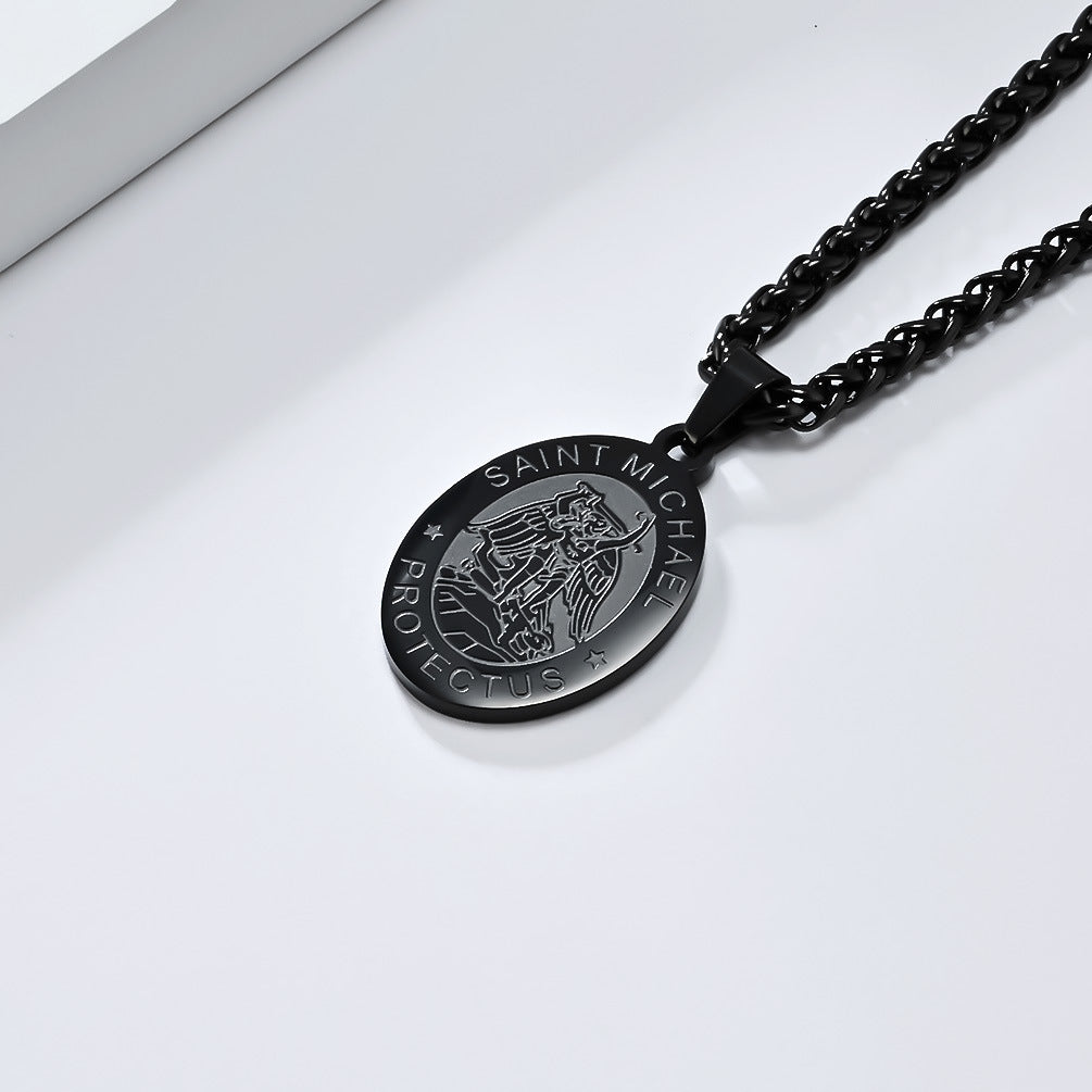 Patron Saint Necklace For Men Durable Titanium Steel Planderful Versatile Cultural Pendant