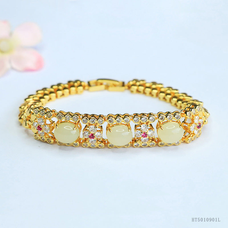 Qingshui Hetian Jade Wheat Motif Bracelet