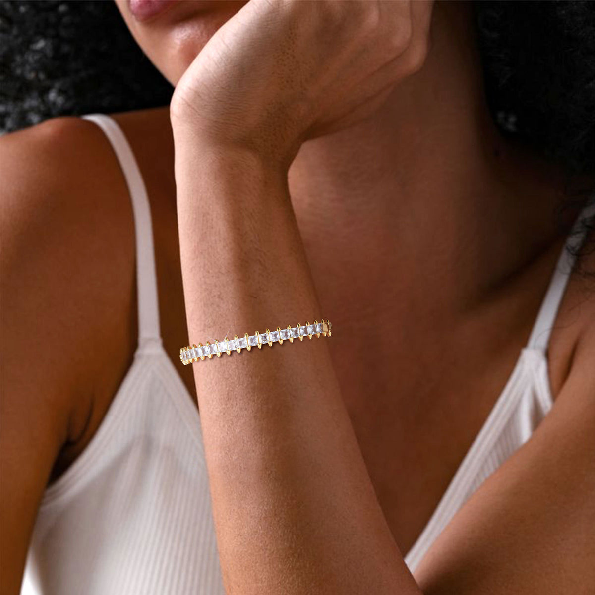 Cross Zircon Copper Bracelet