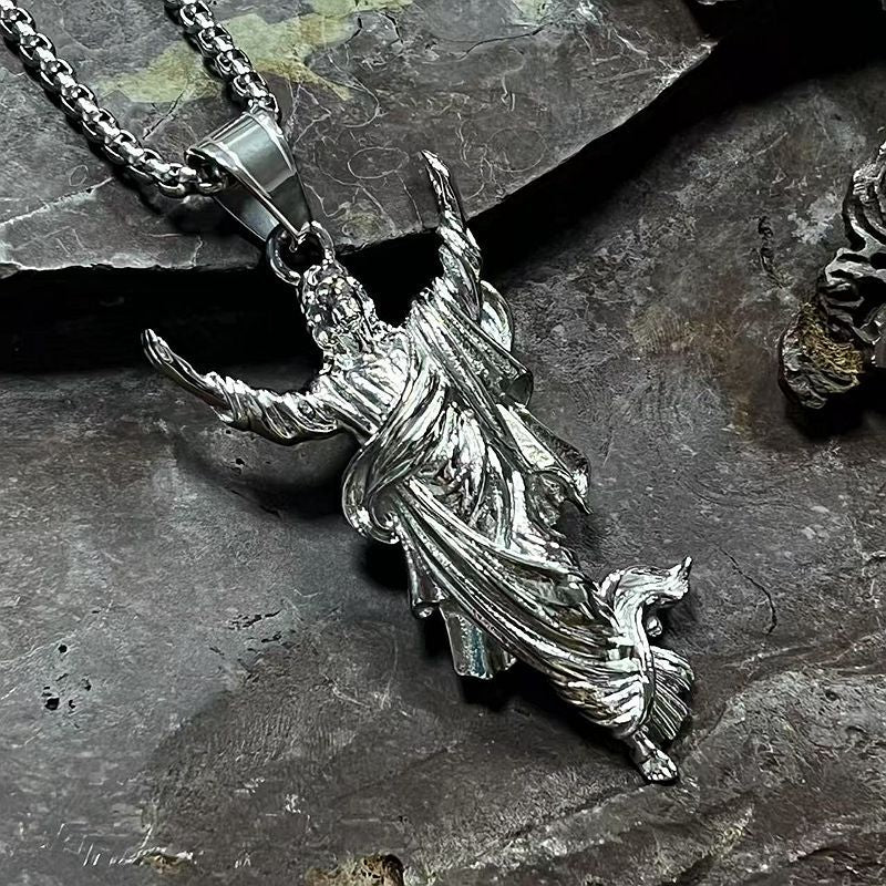 Planderful Everyday Genie Hip Hop Jesus Portrait Pendant Necklace Premium Stainless Steel Gold Plated For Hip Hop Fans