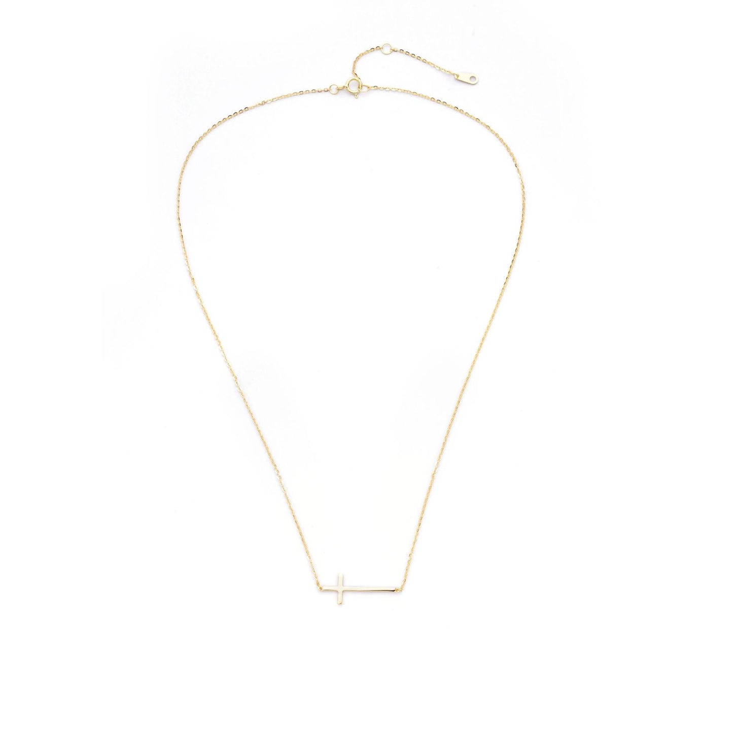 INS Wind Horizontal Bar Cross Necklace 928 Silver Jewelry