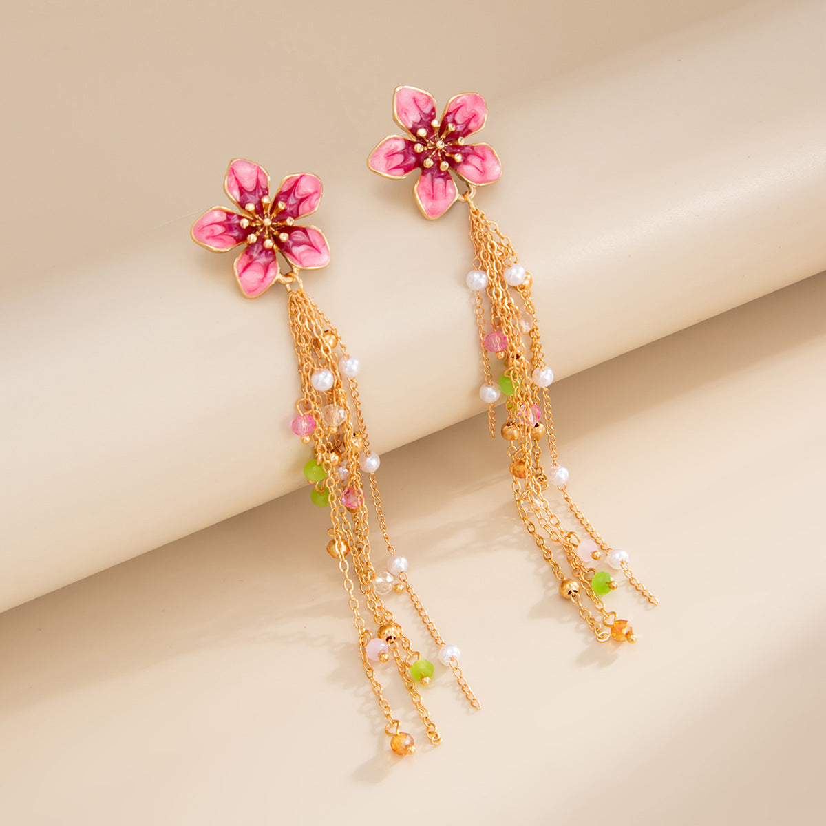 Crystal Fringe Earrings For Women By Planderful Vienna Verve Colorful Floral Pearl Drop Statement Jewelry