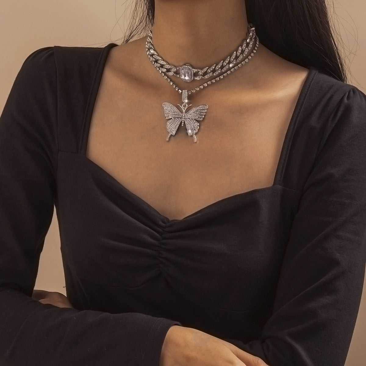 Planderful Square Zircon Necklace Vienna Verve Handmade Personalized For Women Statement Jewelry