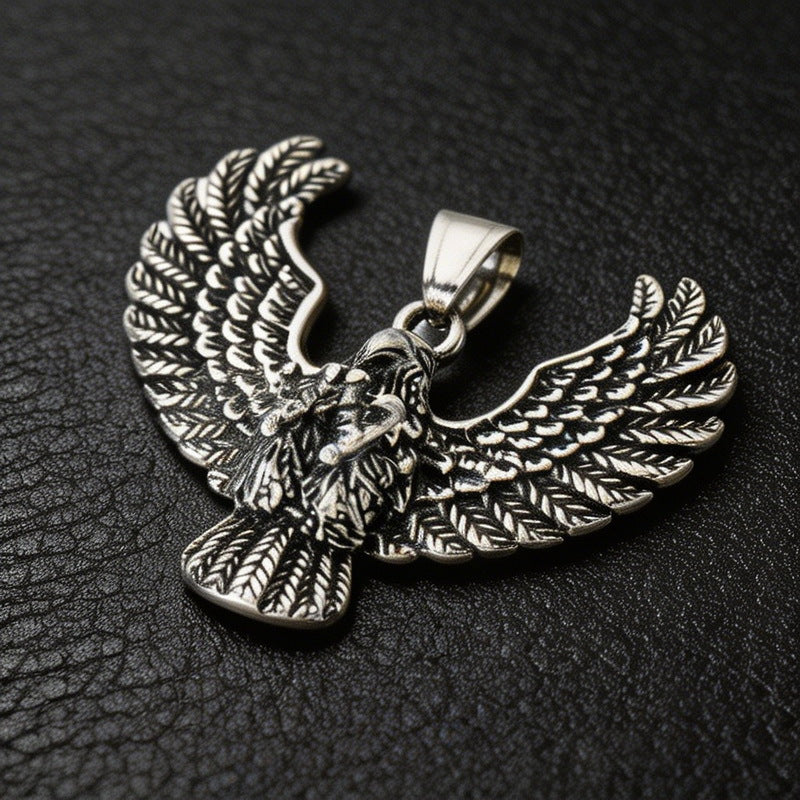 Punk Style Bird Of Prey Eagle Pendant Retro Smeared Eagle Wing Owl Necklace