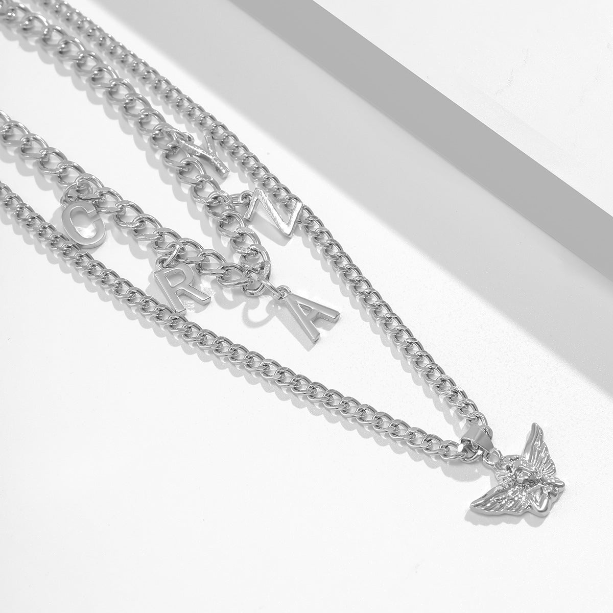 Planderful Vienna Verve Letter Tassel Necklace For Women - Retro Collarbone Chain Hip Hop Angel Style Statement Jewelry