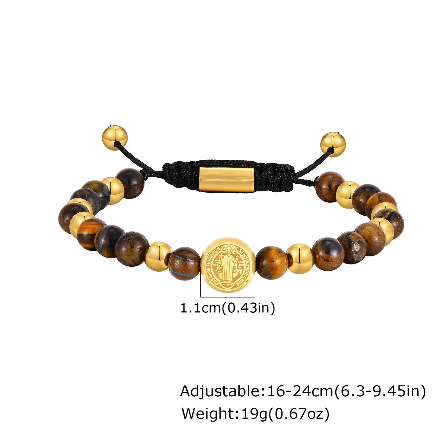 Planderful Saint Benedict Bracelet Natural Stone Beaded Men