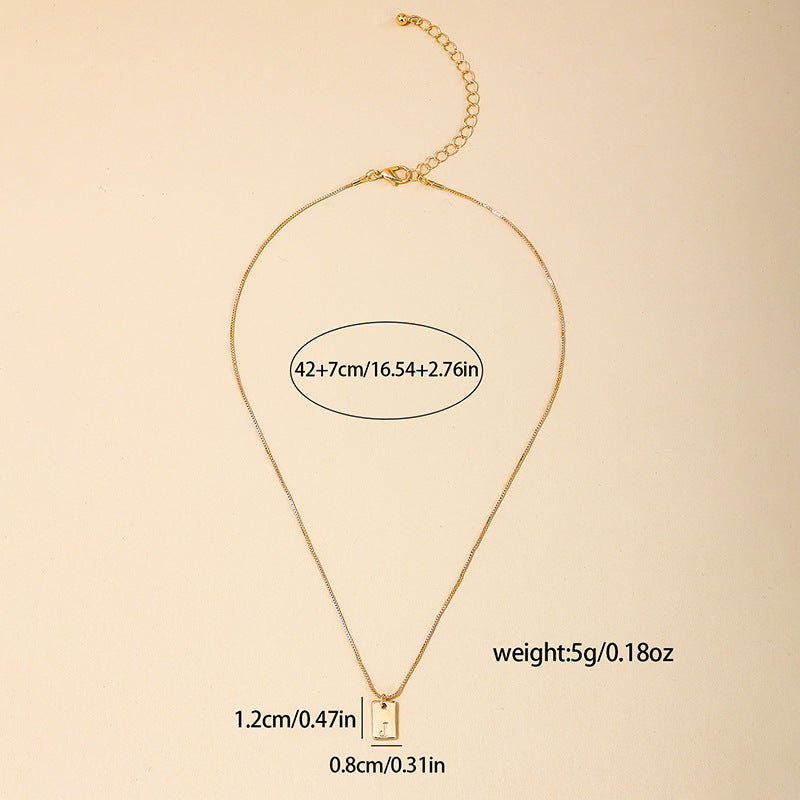 Chic Geometric Square Letter Pendant Necklace for Women