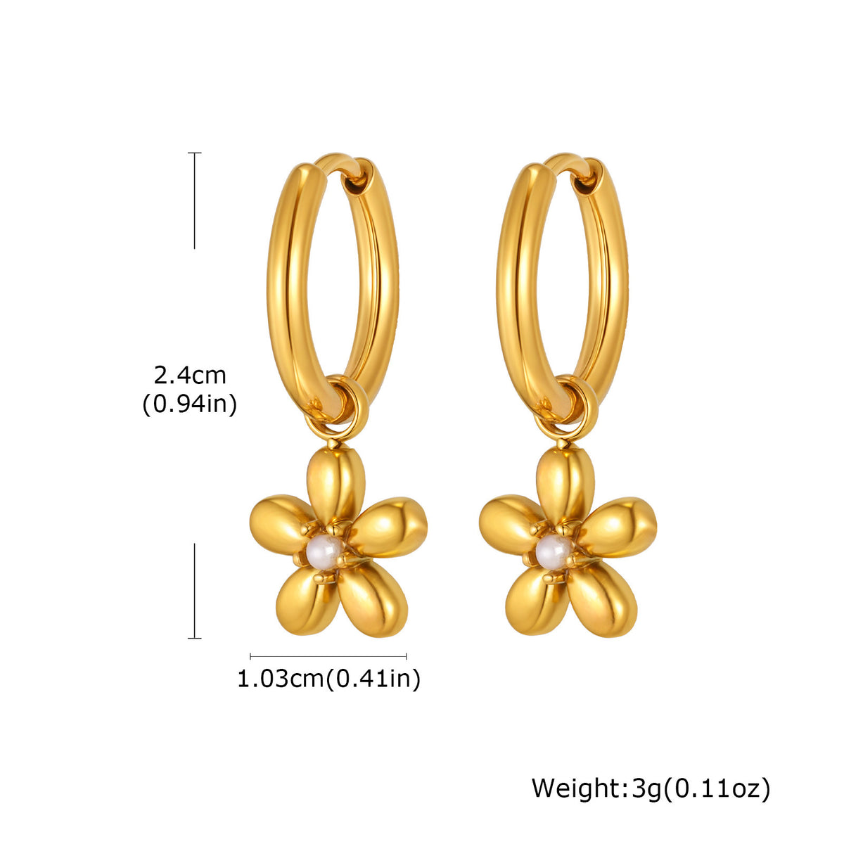 Stainless Steel Zircon Floral Earrings