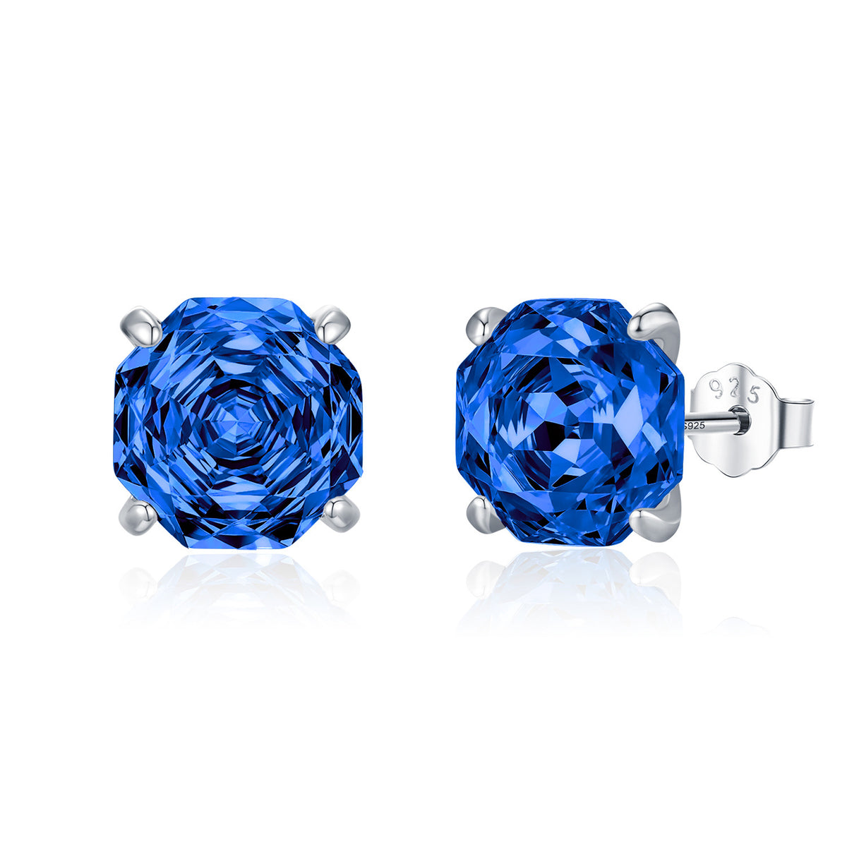 925 Sterling Silver Royal Blue Rose-Cut Zircon Cartilage Stud