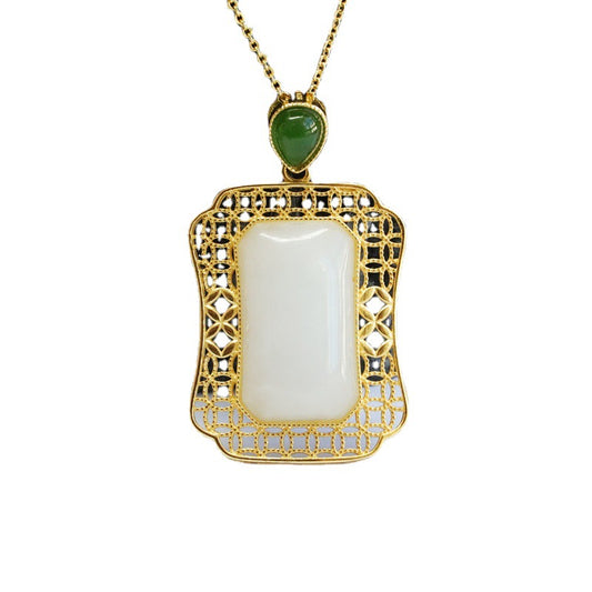 S925 Sterling Silver Hetian Jade Fortune Necklace