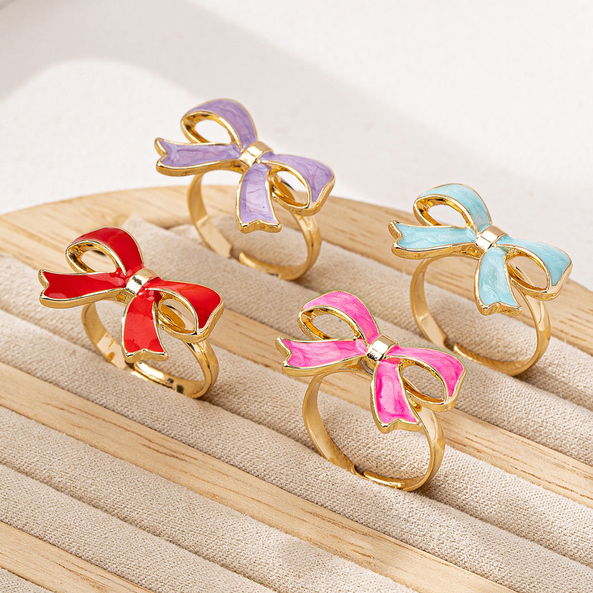 Elegant Oil Drop Bow Ring Set for Women by Planderful