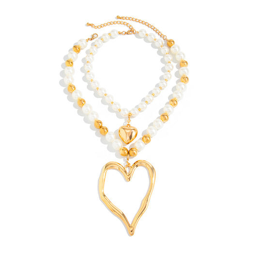 Lava Heart Pearl Bead Necklace Collection
