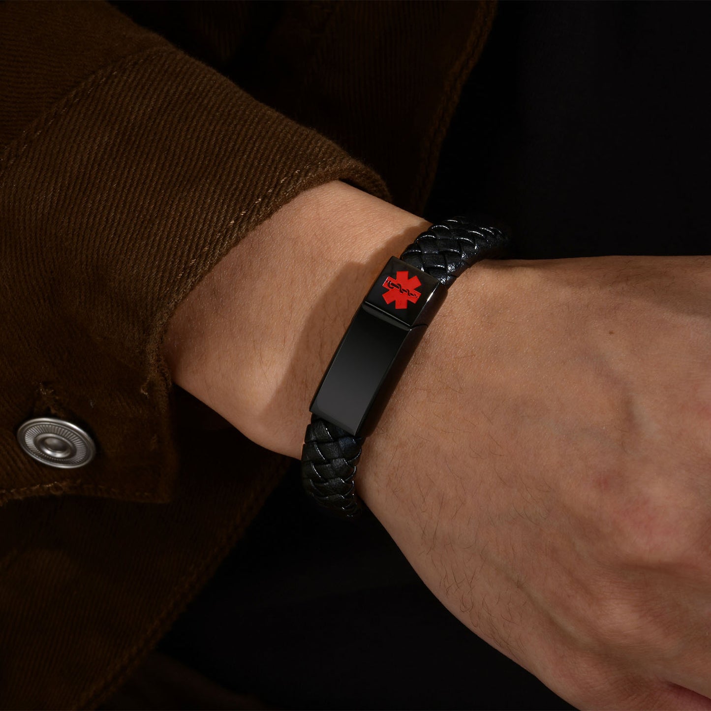 Stainless Steel Magnetic Buckle Red Medical Logo Bracelet for Men