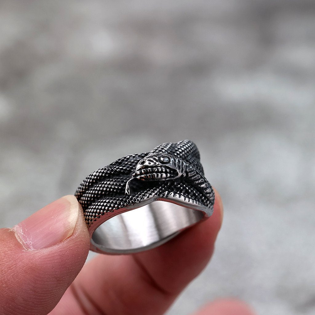 Vintage Snake Stainless Steel Men's Ring