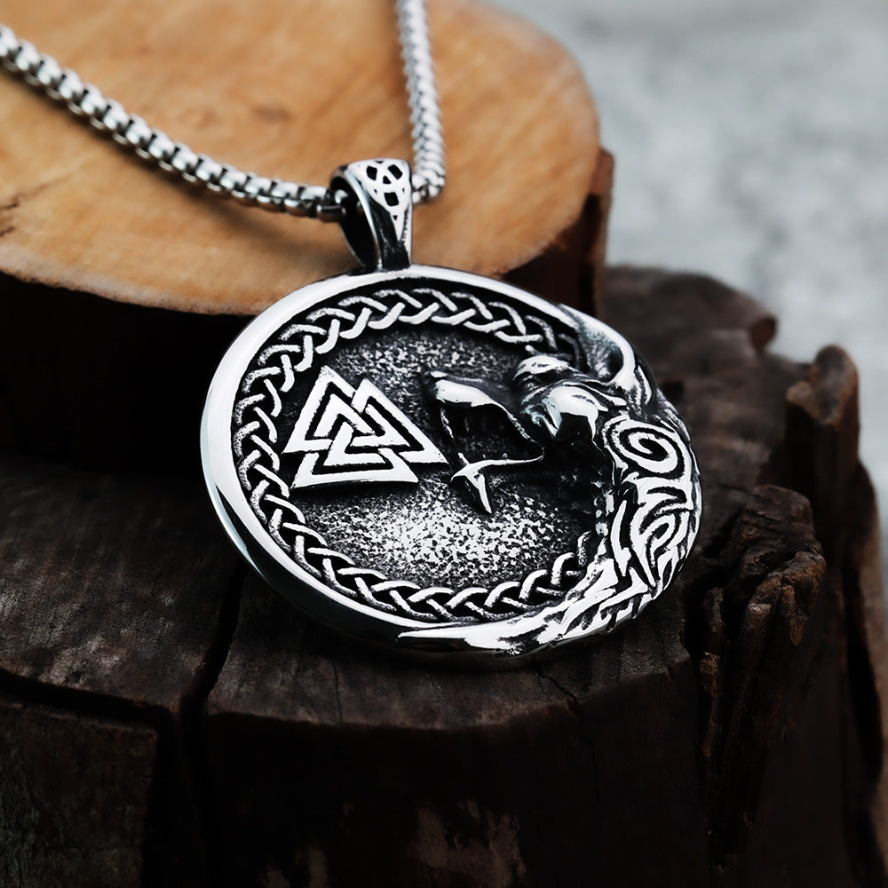 Nordic Retro Stainless Steel Men's Pendant Viking Necklace