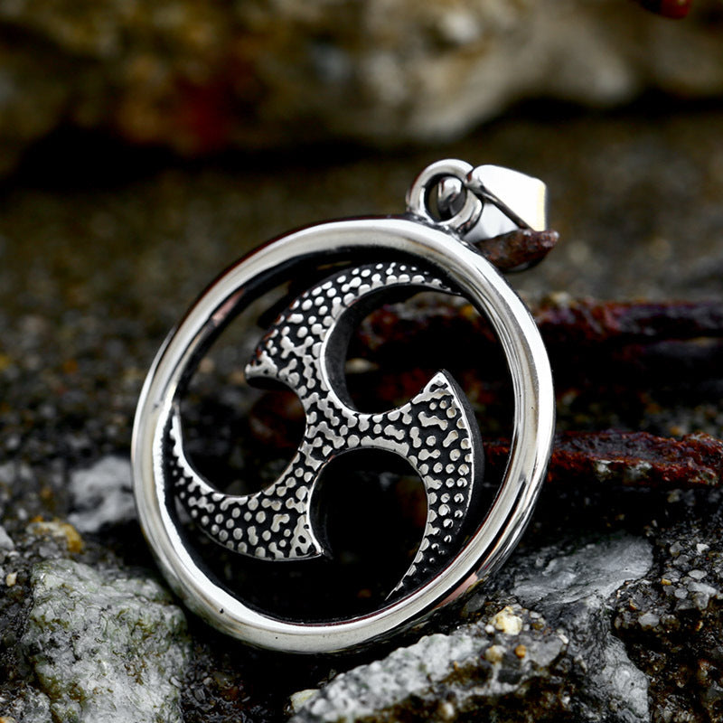 Retro Titanium Steel Windmill Tire Pendant - Trendy Men's Jewelry