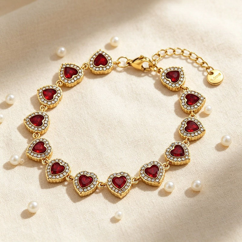 Heart Of The Ocean Romantic Gift French Love Inlaid Zircon Stainless Steel Women's Bracelet