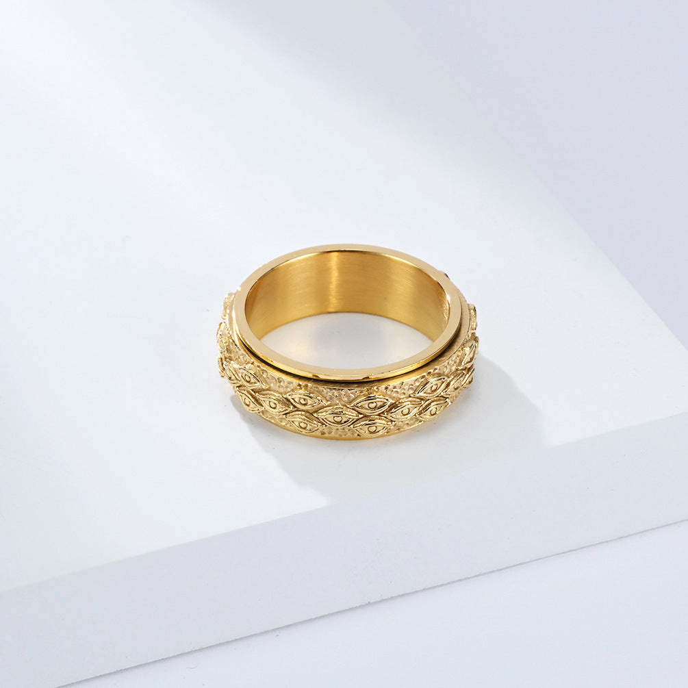 Planderful Devil Eye Rotating Titanium Ring for Men