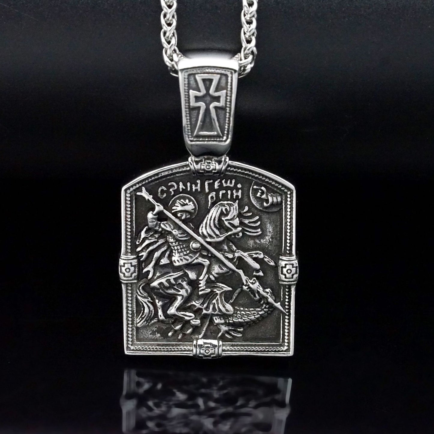 Steel Necklace - Vintage Cross Knight Pendant Necklace For Men Everyday Wear Planderful