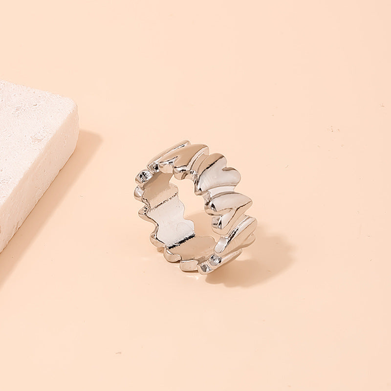 Heart Textured Metal Ring Set from Vienna Verve Collection