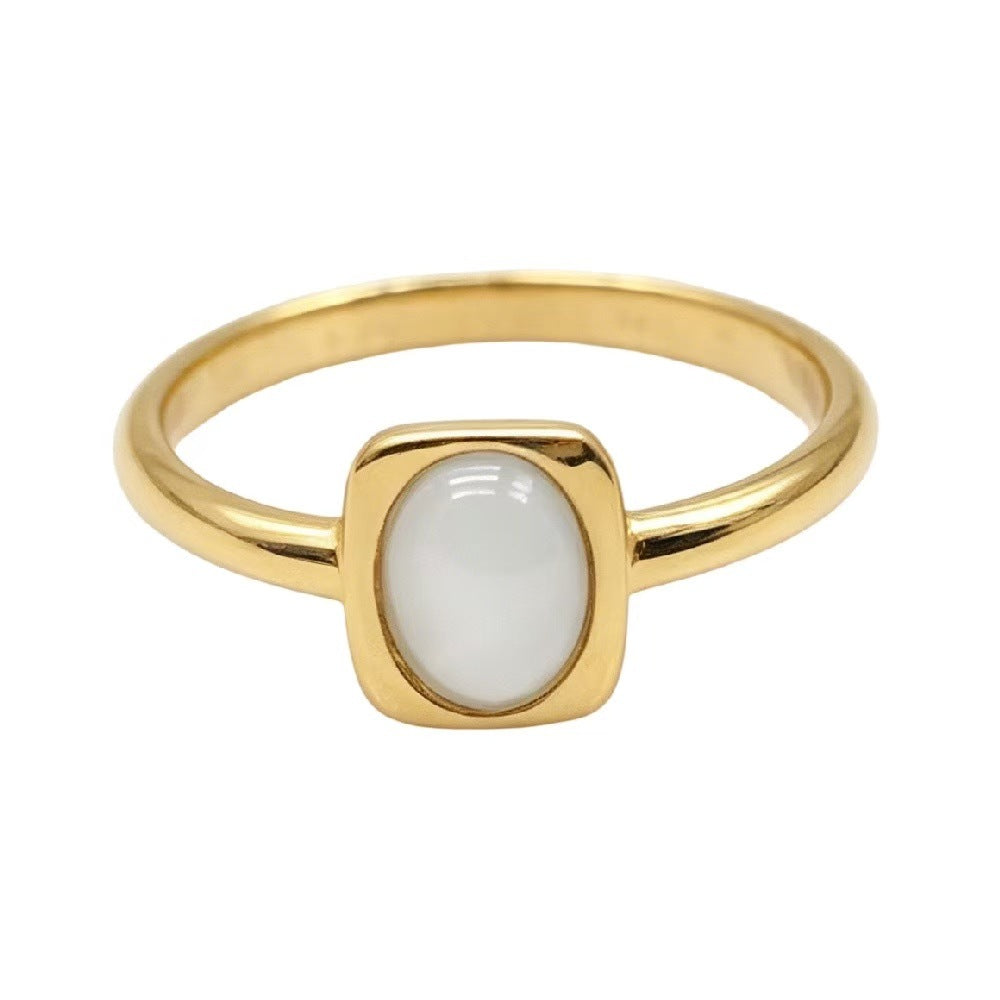 Colored Stone Titanium Steel Ring