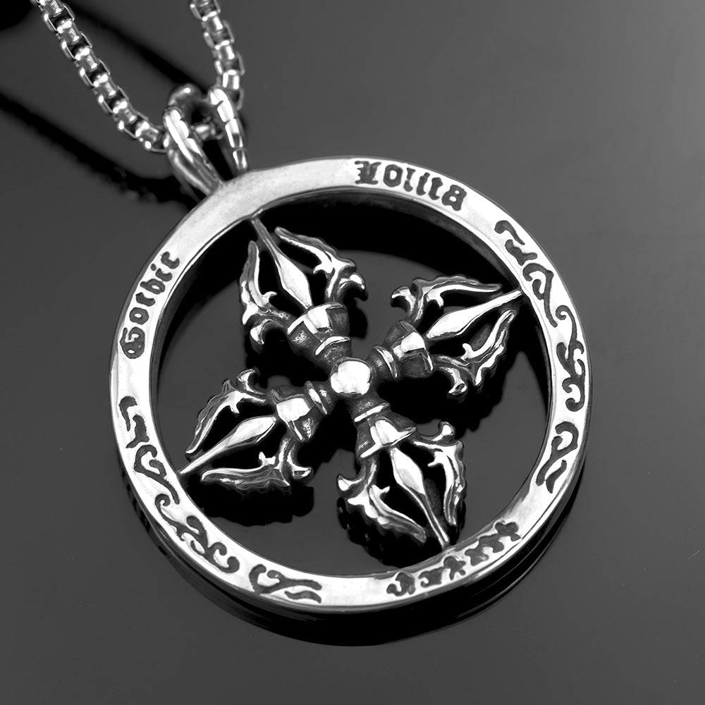 Vintage Men's Jewelry Stainless Steel Personalized Cross Pendant Necklace