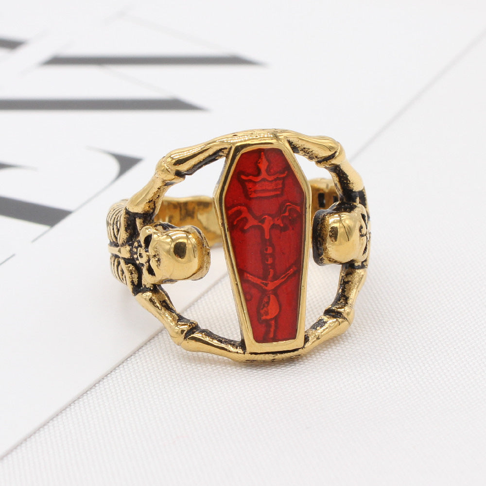Titanium Steel Mummy Coffin Ring