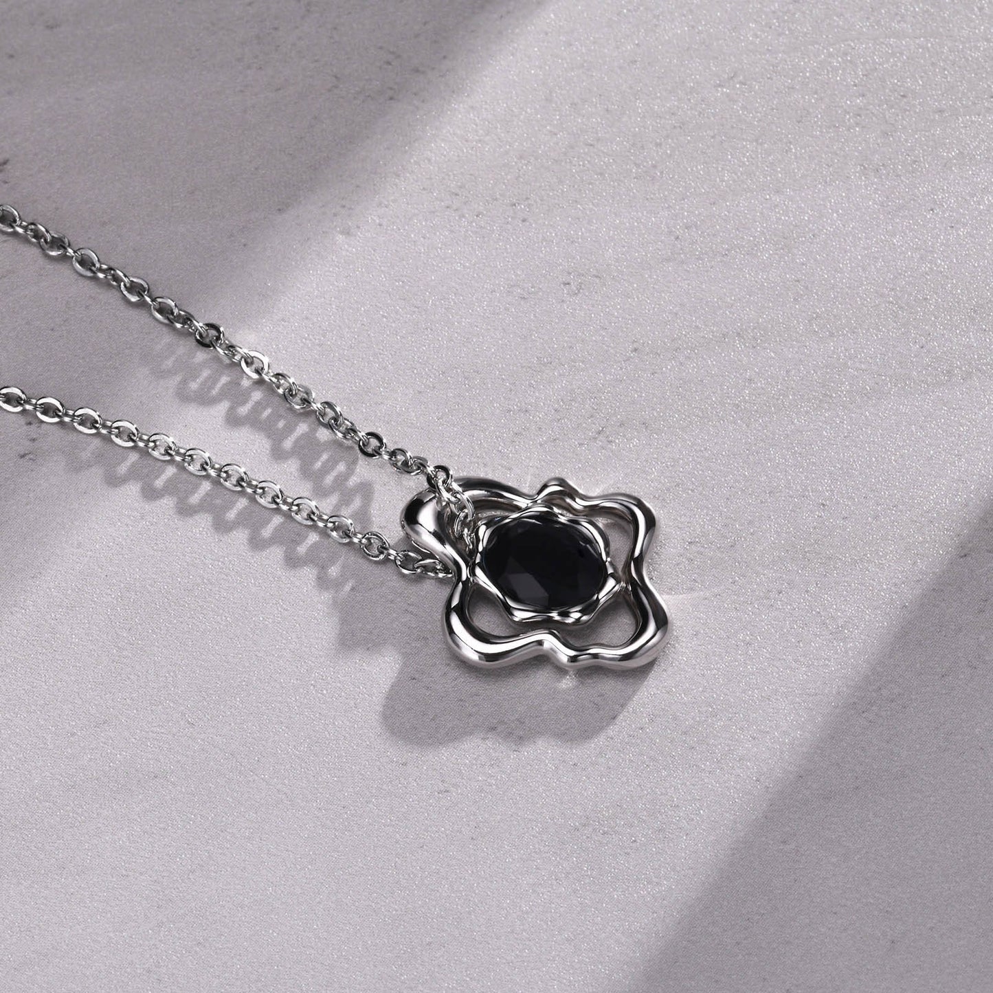 Men's Necklace Copper Black Hole Pendant Geometric Love Silver