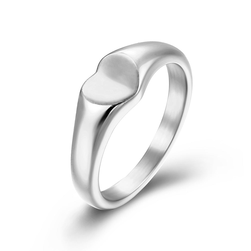 Cross-Border Simple Cold Wind Love Titanium Steel Ring for Women